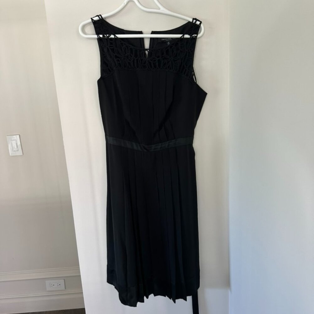Carmen Marc Valvo Black Pleated Swing Dress